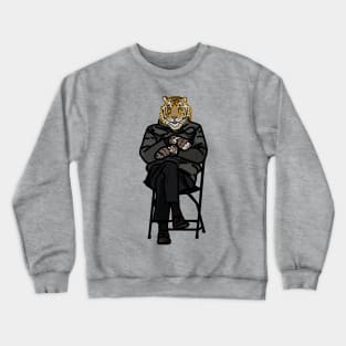 Cool Animals Tiger in Bernie Sanders Mittens Memes Crewneck Sweatshirt